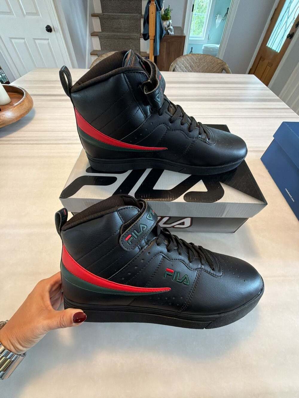 Fila Vulc 13 Repeat Logo Size M12 Black Red Green High Top Sneakers